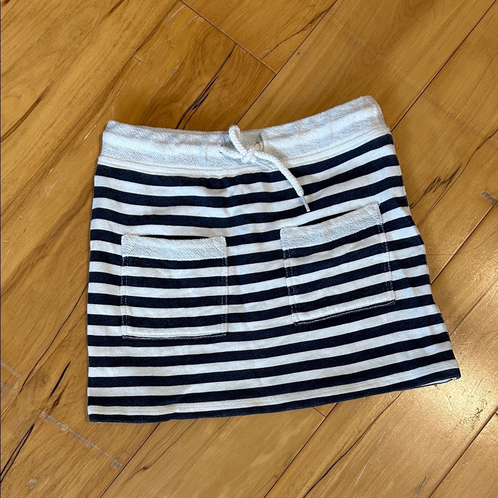 Striped Navy and White 100% cotton Mini Skirt with Pockets